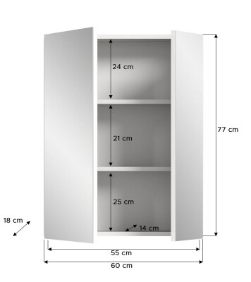 Aura Spiegelschrank  B/H/T 82x77x18 in weiß Hochglanz