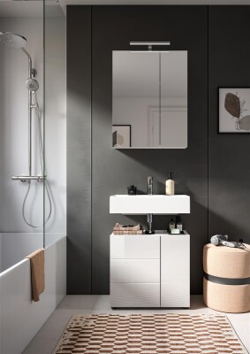 Aura Spiegelschrank  B/H/T 82x77x18 in weiß Hochglanz