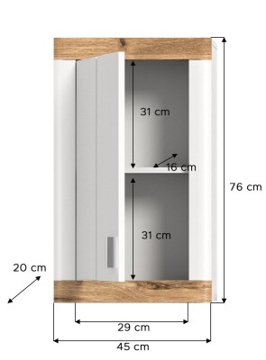 Rio Hängeschrank  B/H/T 45x76x20 in weiß matt