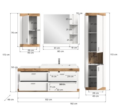 Rio Badkombination  B/H/T 192x172 192x48 in weiß