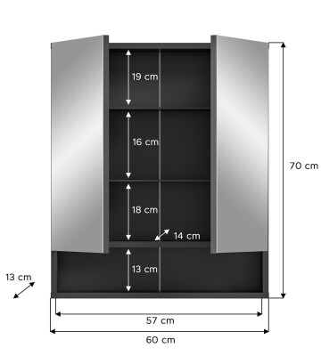 Laguna Badkombination  B/H/T 115x188x34 in grau und weiß