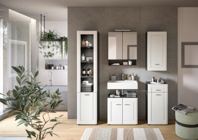 Laguna Badkombination  B/H/T 115x188x34 in grau und weiß