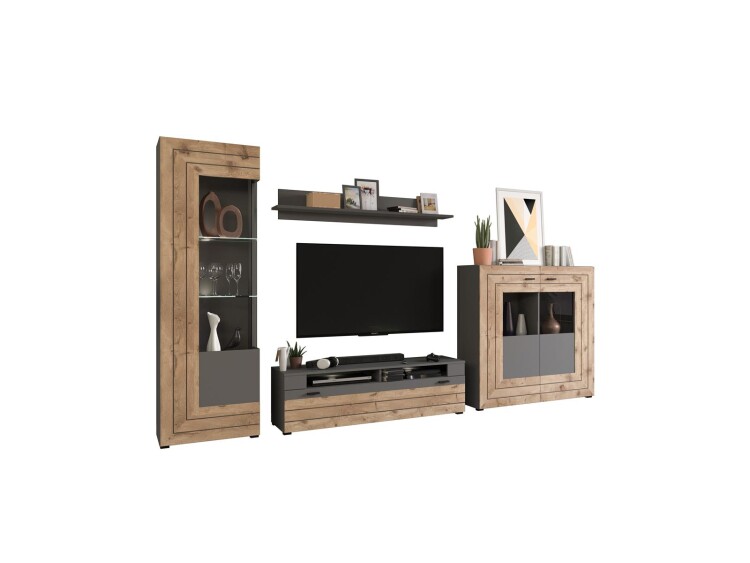 Snap Wohnwandkombination  B/H/T 350x194x40 in grau