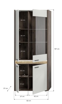 Horizon Vitrine  B/H/T 82x198x37 in Nox Oak dunkel