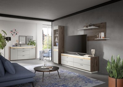 Horizon Wohnkombination  B/H/T 268x198x43 in Nox Oak dunkel