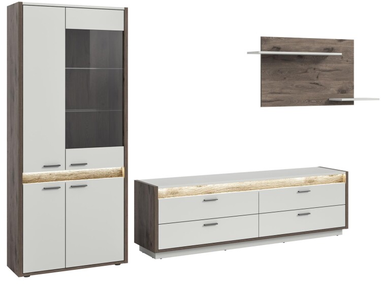 Horizon Wohnkombination  B/H/T 299x198x43 in Nox Oak dunkel