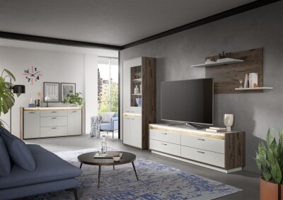 Horizon Wohnkombination  B/H/T 299x198x43 in Nox Oak dunkel