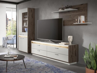 Horizon Wohnkombination  B/H/T 299x198x43 in Nox Oak dunkel