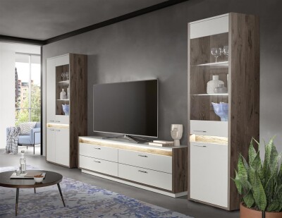 Horizon Wohnkombination  B/H/T 350x198x43 in Nox Oak dunkel
