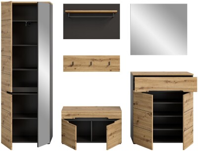 Wave Garderobenkombination  B/H/T 255x190x37 in Basalt grau