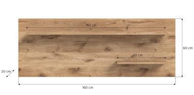 Grain Wandboard  B/H/T 160x60x20 in Nox Oak