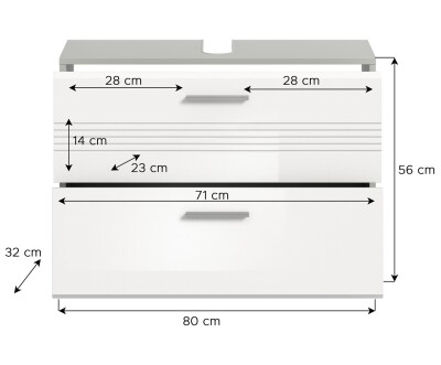 Dome Waschbeckenunterschrank  B/H/T 80x56x32 in Hellgrau