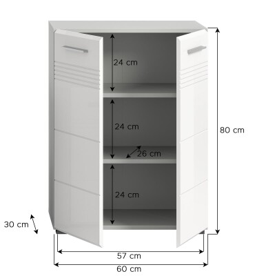 Dome Midischrank  B/H/T 60x80x30 in Hellgrau und weiß