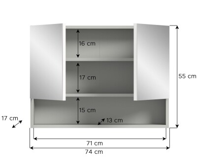 Dome Spiegelschrank  B/H/T 74x55x17 in Hellgrau