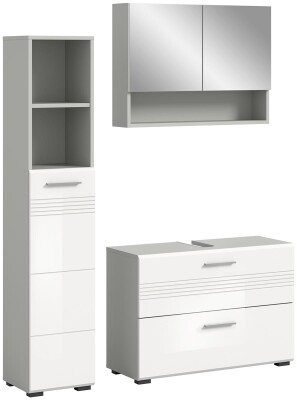 Dome Badkombination  B/H/T 125x190x32 in Hellgrau und weiß