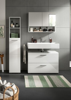 Dome Badkombination  B/H/T 125x190x32 in Hellgrau und weiß