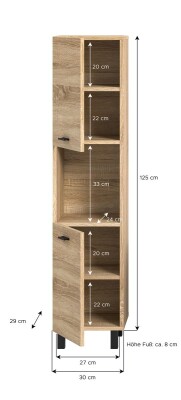 Harbor Badschrank  B/H/T 30x125x29 in Eiche Sonoma