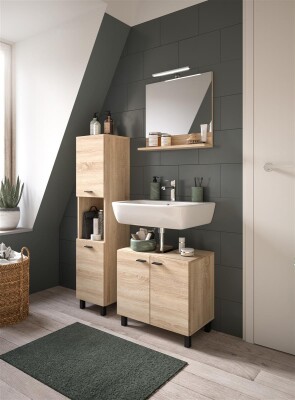 Harbor Badschrank  B/H/T 30x125x29 in Eiche Sonoma