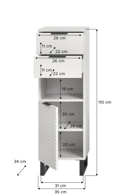 Chorus Standschrank B/H/T 35x110x34 in weiß