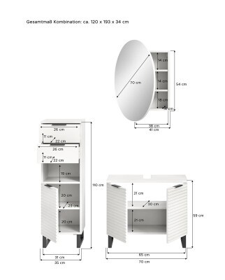 Chorus Badkombination B/H/T 120x193x34 in weiß