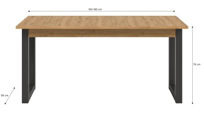 Cloud Ausziehbarer Esstisch B/H/T 150-190x76x90 in Artisan Eiche