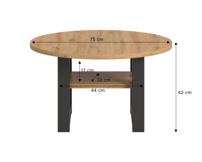 Cloud Couchtisch B/H/T 75x42x75 in Artisan Eiche und grau