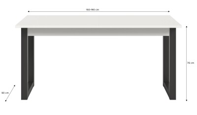 Cloud Ausziehbarer Esstisch B/H/T 150-190x76x90 in weiß und grau