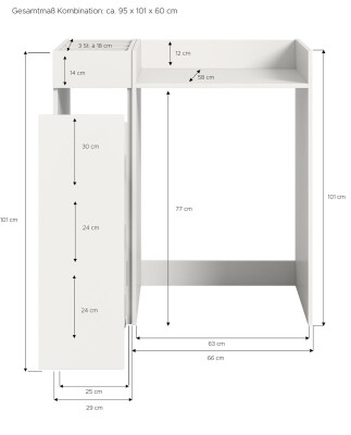 Chill Waschmaschienenumbau Set B/H/T 95x101x60 in weiß