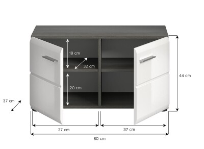 Mambo Sitzbank  B/H/T 80x44x37 in Rauchsilber und weiß