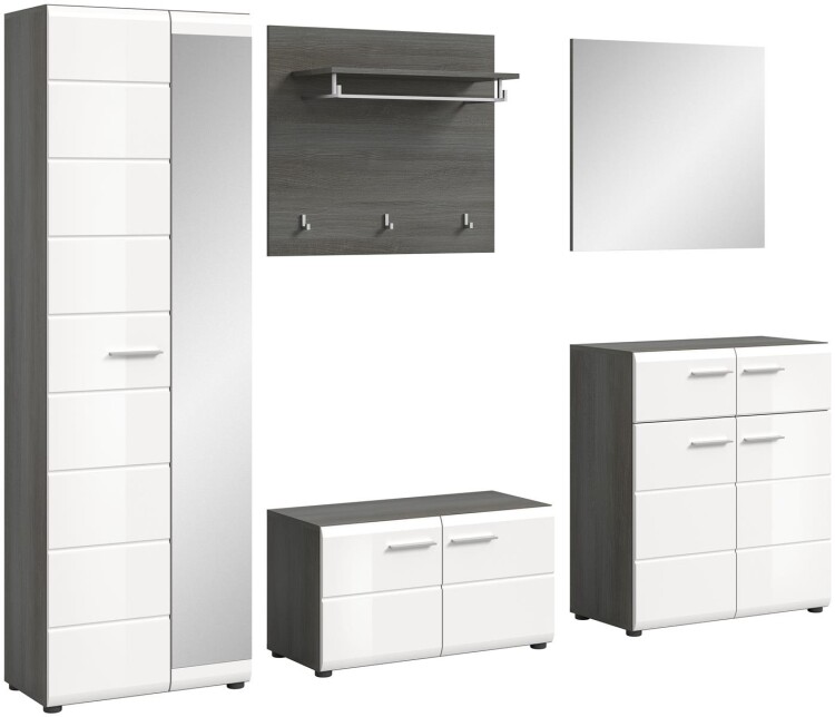 Mambo Garderobenkombination  B/H/T 250x192x37 in Rauchsilber