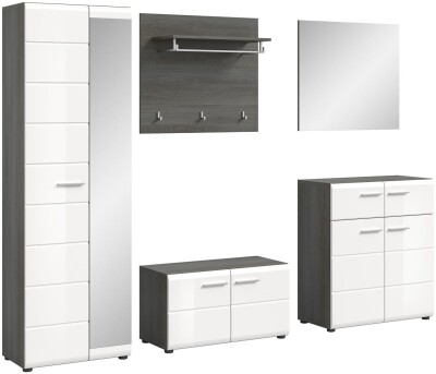 Mambo Garderobenkombination  B/H/T 250x192x37 in Rauchsilber