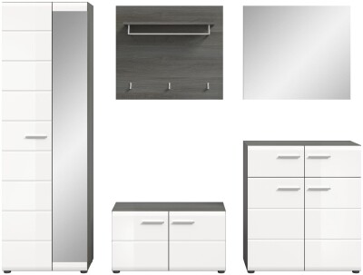 Mambo Garderobenkombination  B/H/T 250x192x37 in Rauchsilber