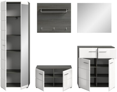 Mambo Garderobenkombination  B/H/T 250x192x37 in Rauchsilber