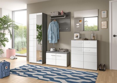 Mambo Garderobenkombination  B/H/T 155x192x37 in Rauchsilber