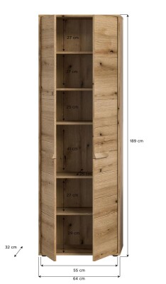 Flux Hochschrank  B/H/T 64x189x32 in Evoke Oak