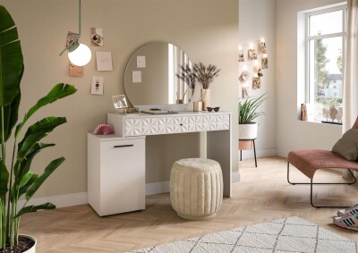 Halo Schminktisch  B/H/T 117x138x42 in weiß Hochglanz