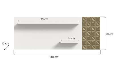 Halo Wandboard B/H/T 144x53x17 in weiß und gold