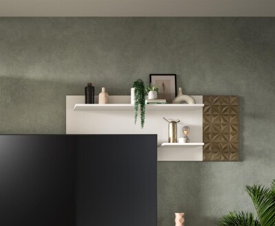 Halo Wandboard B/H/T 144x53x17 in weiß und gold