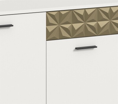 Halo Wohnwand B/H/T 305x195x37 in weiß und gold