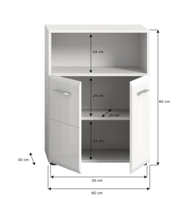 Frost Standschrank breit  B/H/T 60x80x30 in weiß