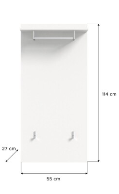 Bello Garderobenpaneel  B/H/T 55x114x28 in weiß