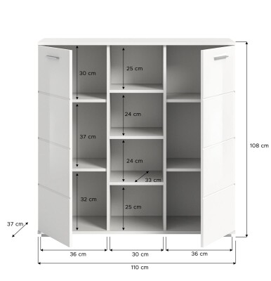 Bello Kommode  B/H/T 110x107x37 in weiß Hochglanz