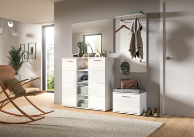 Bello Kommode  B/H/T 110x107x37 in weiß Hochglanz