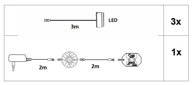 Beleuchtung Glasbodenclip KALT Weiß 3er