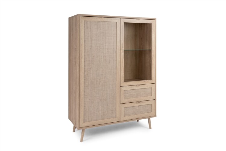 Highboard Malmö 53A Dekor Sonoma Eiche / Dekor Rafia Geflecht