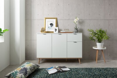 Kommode Helsinki 56 weiß / Dekor Sonoma Eiche