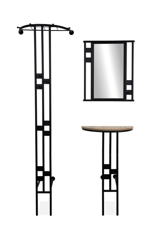 Kompaktgarderobe Darby 42A schwarz / Dekor Artisan Oak