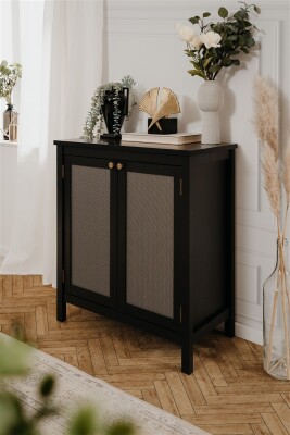 Kommode Bastille 01A schwarz / Geflecht Nobel