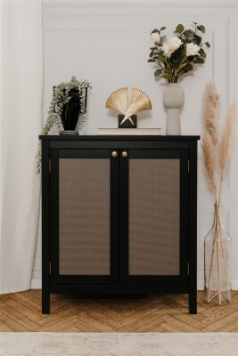 Kommode Bastille 01A schwarz / Geflecht Nobel