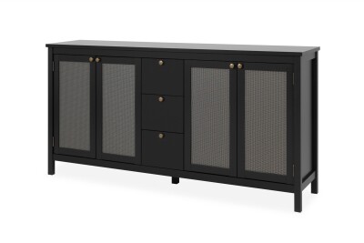 Sideboard Bastille 51A schwarz / Geflecht Nobel